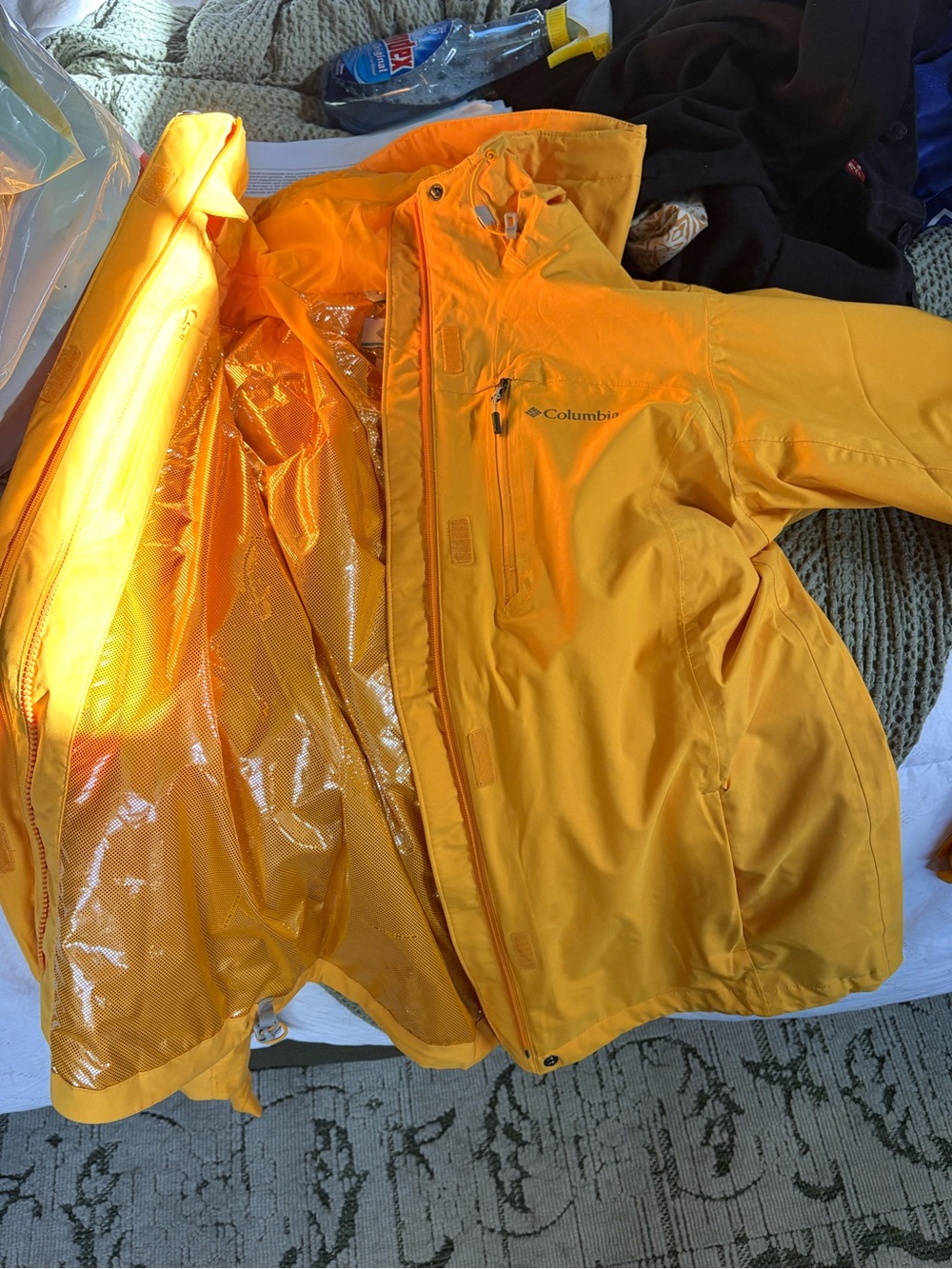 Columbia Bright Yellow Hooded Shell Jacket